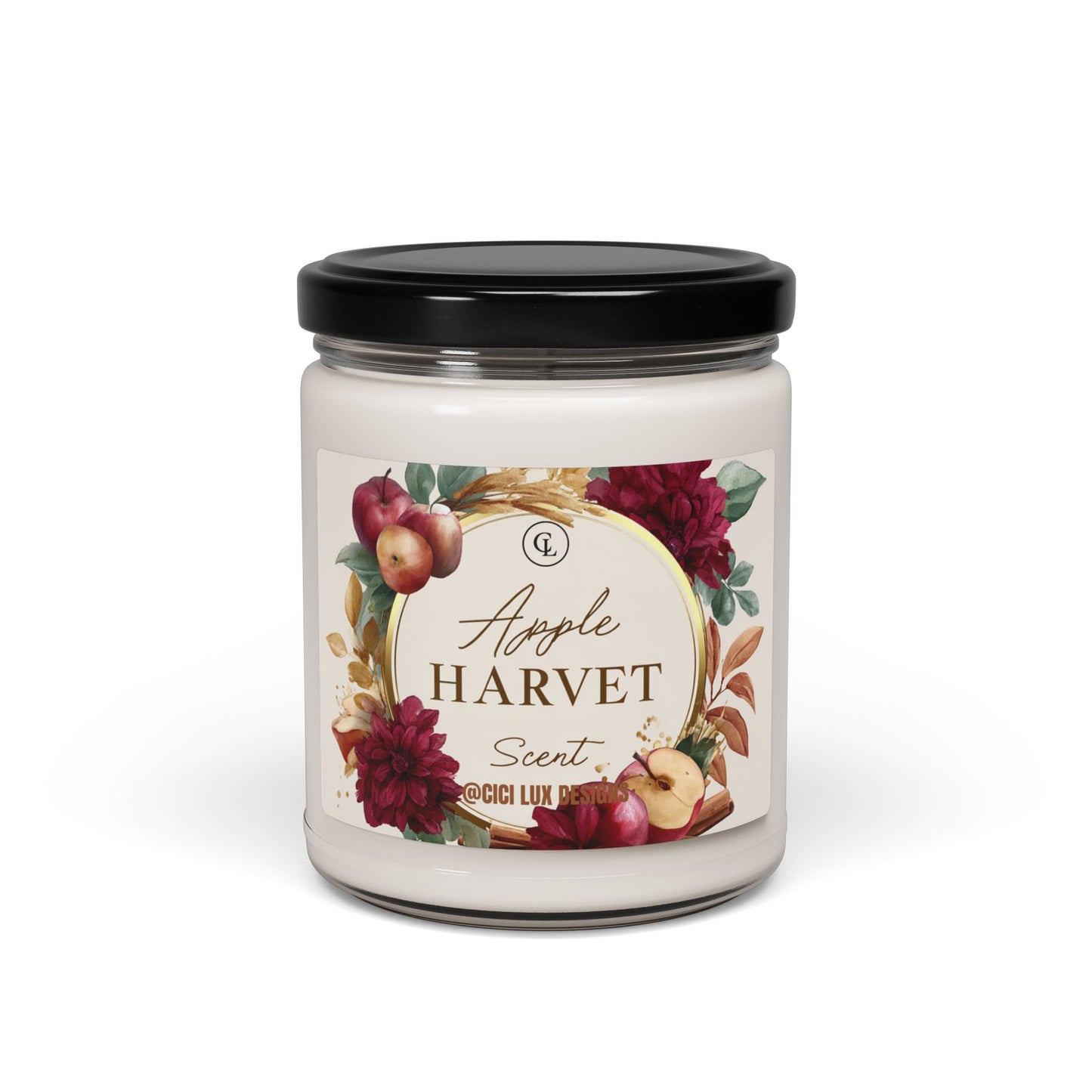 Apple Harvest Scented Soy Candle — 9oz Autumn Apple & Spice Jar