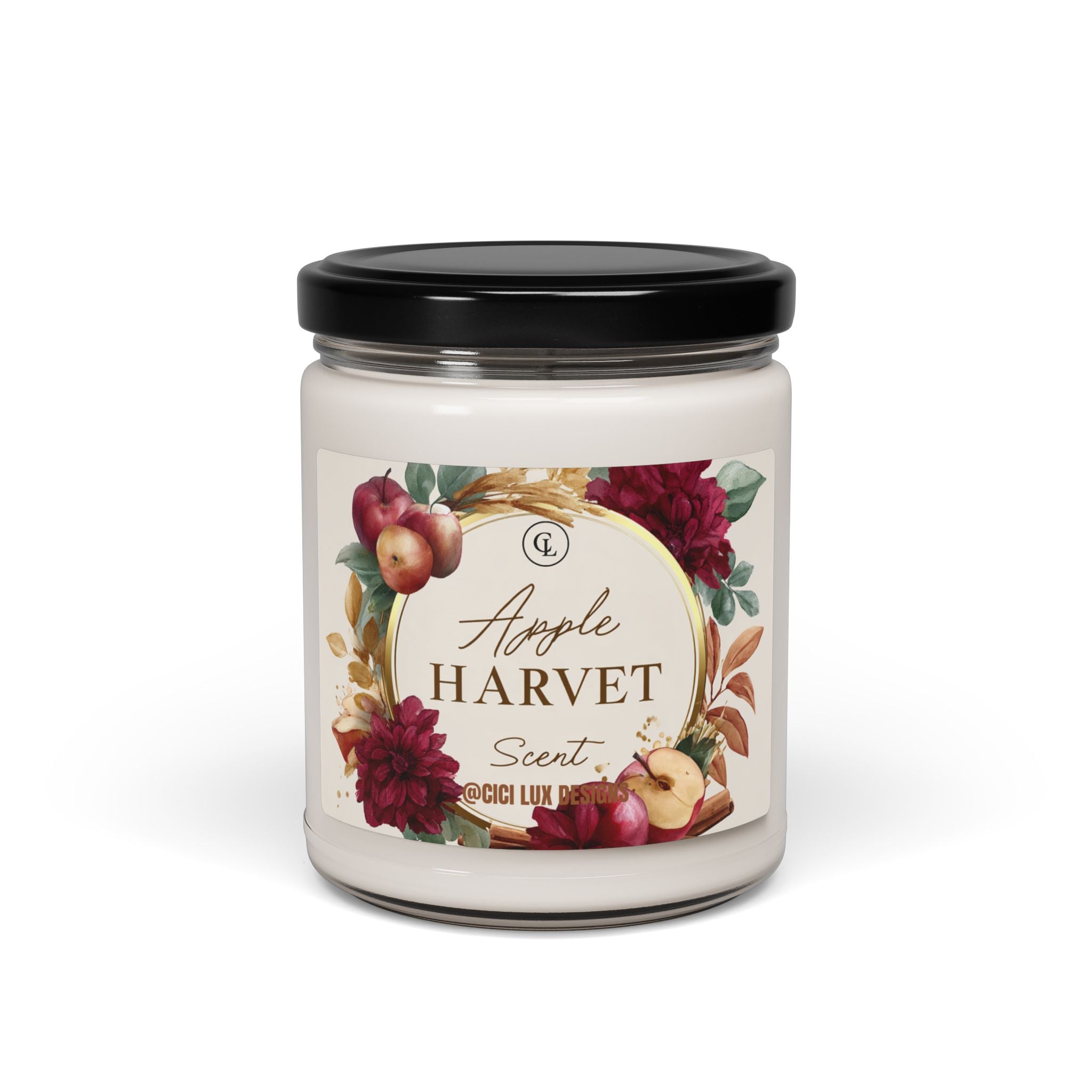 Apple Harvest Scented Soy Candle — 9oz Autumn Apple & Spice Jar