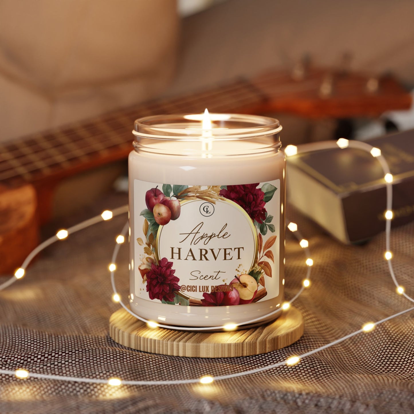 Apple Harvest Scented Soy Candle — 9oz Autumn Apple & Spice Jar