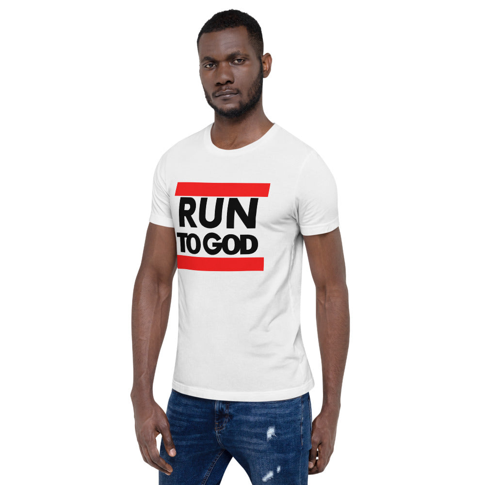 Black Writing Run to God Men Short-Sleeve Unisex T-Shirt