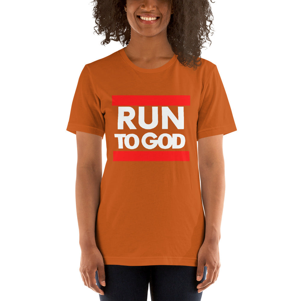 Women White Writing Run to God Short-Sleeve Unisex T-Shirt