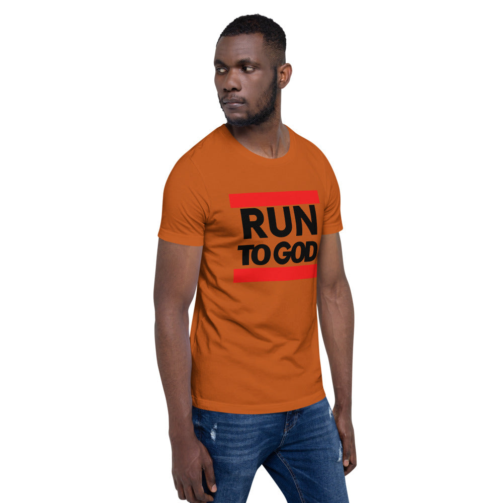 Black Writing Run to God Men Short-Sleeve Unisex T-Shirt