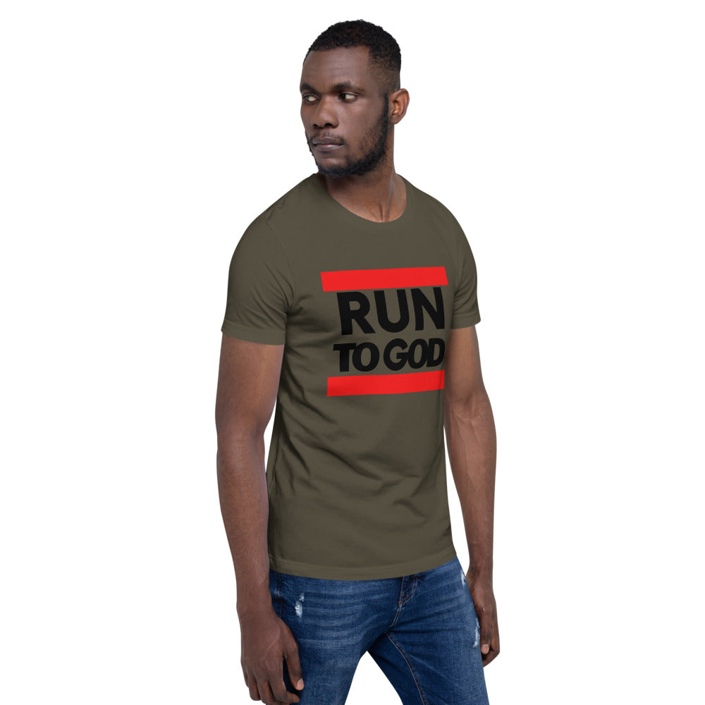 Black Writing Run to God Men Short-Sleeve Unisex T-Shirt