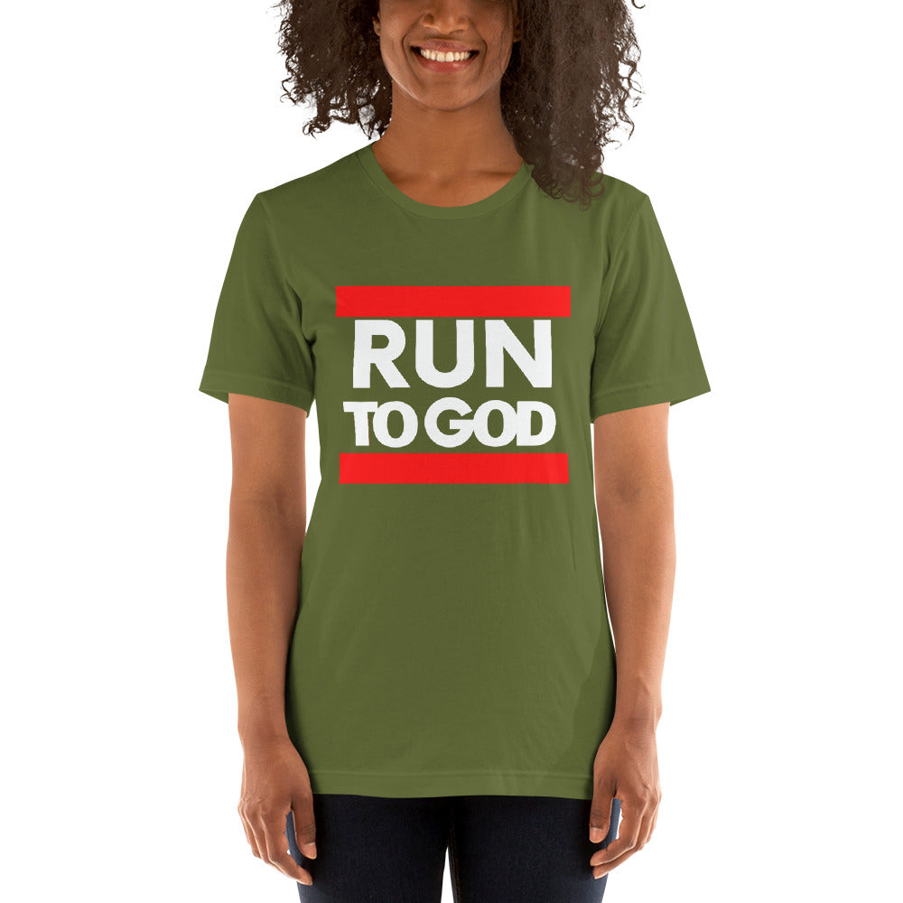 Women White Writing Run to God Short-Sleeve Unisex T-Shirt