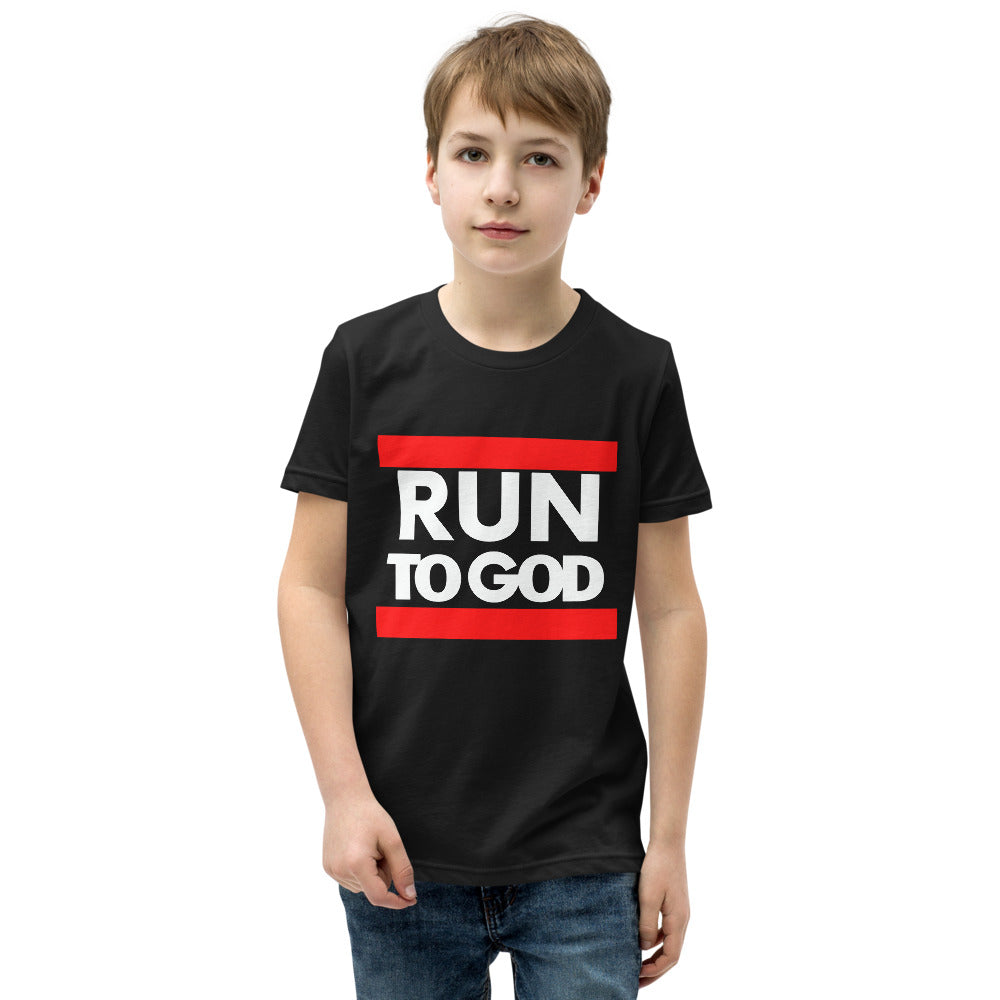 White Run To God Youth Short Sleeve T-Shirt