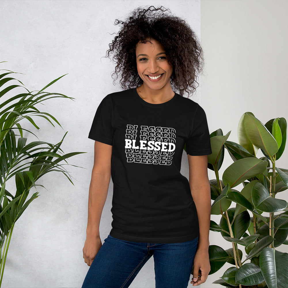 Women White Writing Blessed Short-Sleeve Unisex T-Shirt