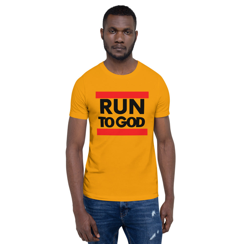 Black Writing Run to God Men Short-Sleeve Unisex T-Shirt