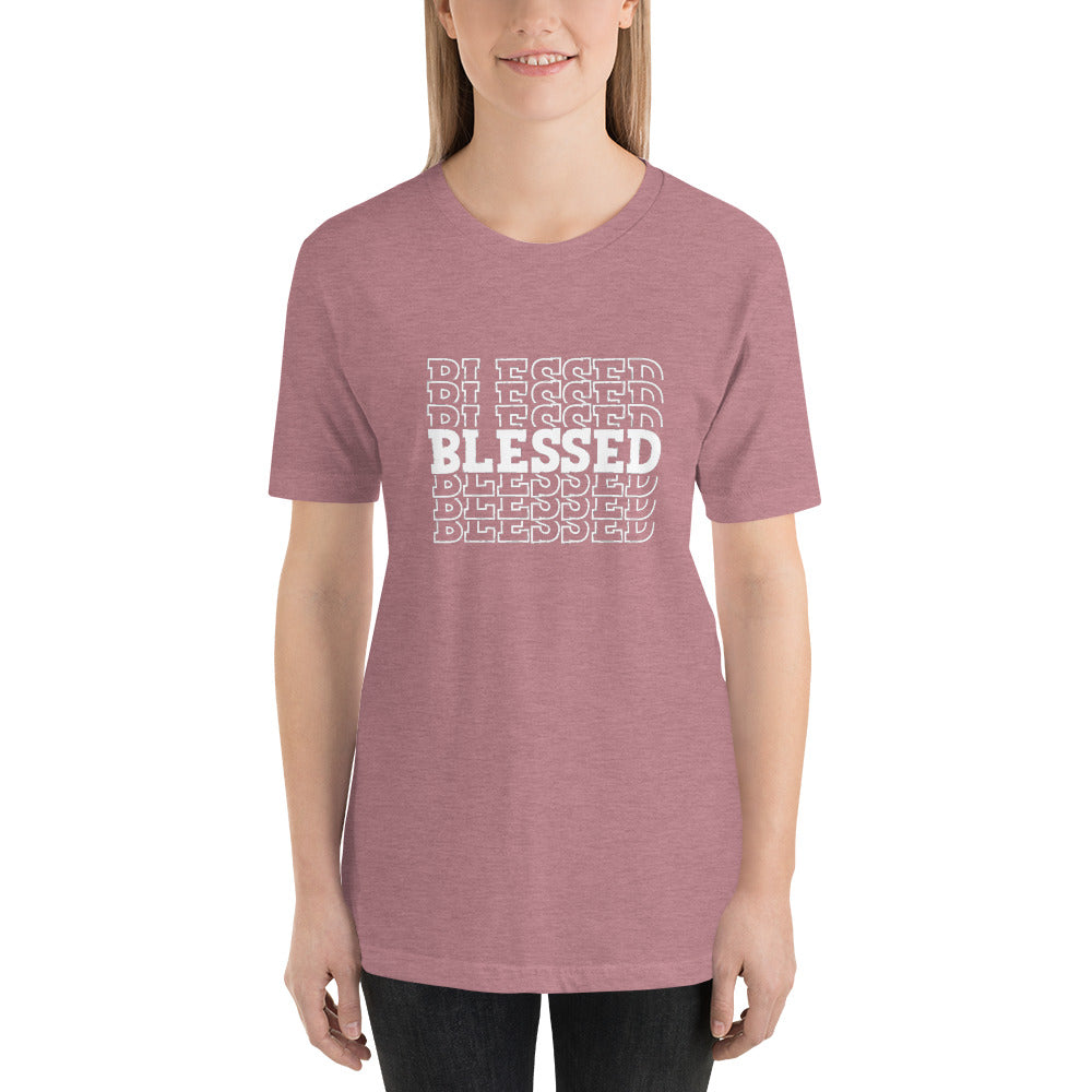 Women White Writing Blessed Short-Sleeve Unisex T-Shirt