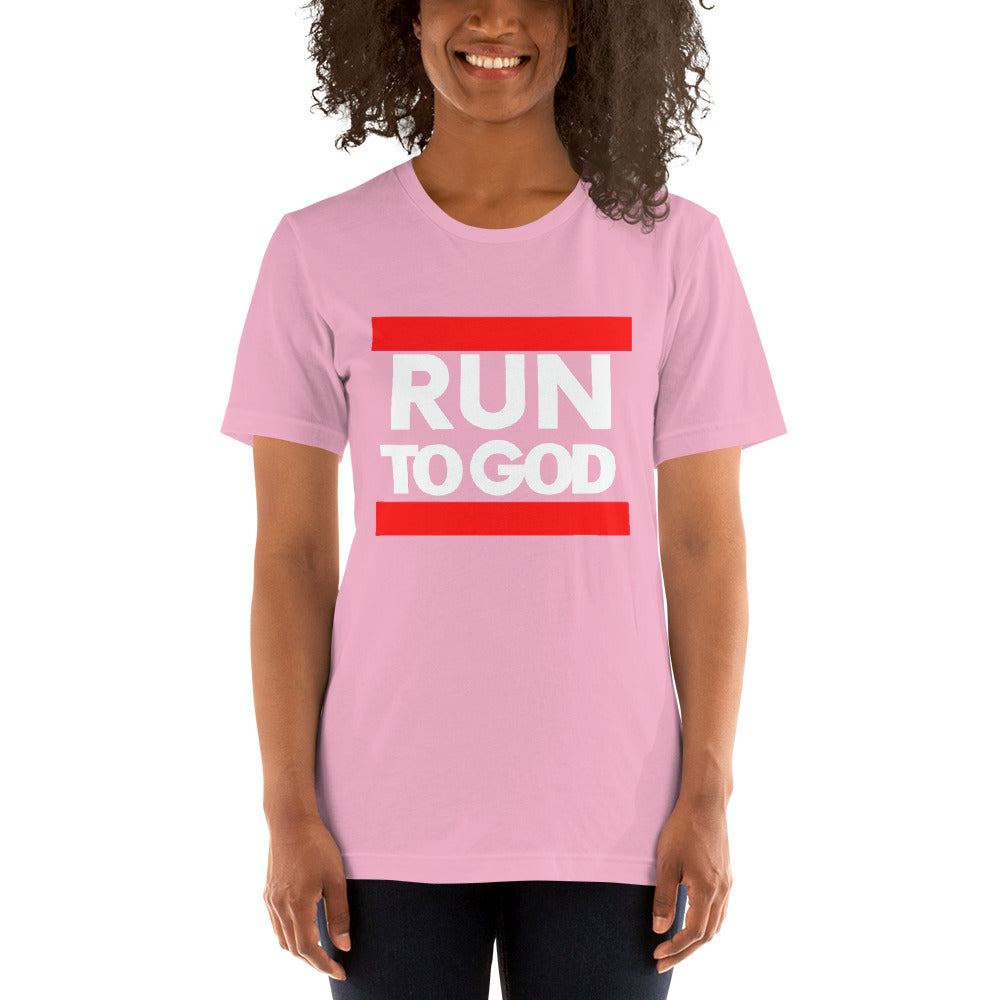 Women White Writing Run to God Short-Sleeve Unisex T-Shirt