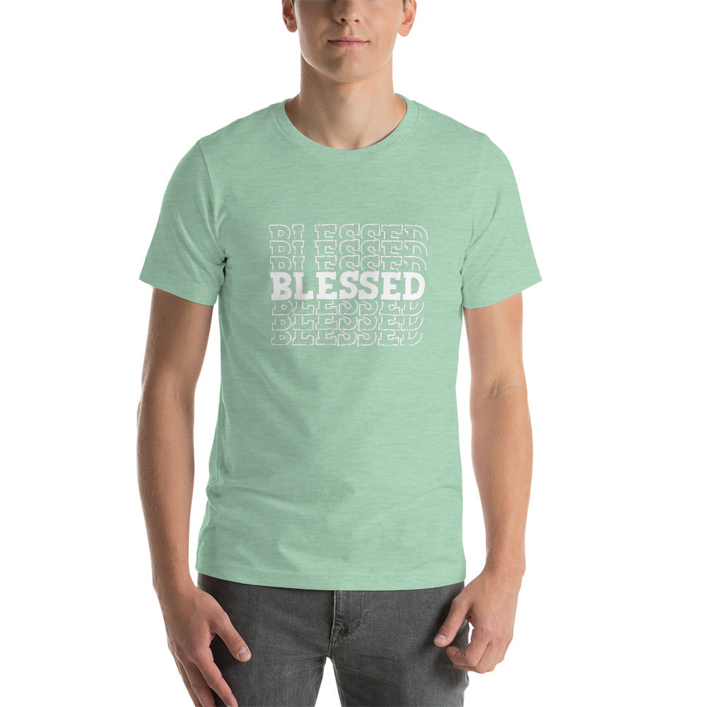 White Writing Blessed Short-Sleeve Unisex T-Shirt