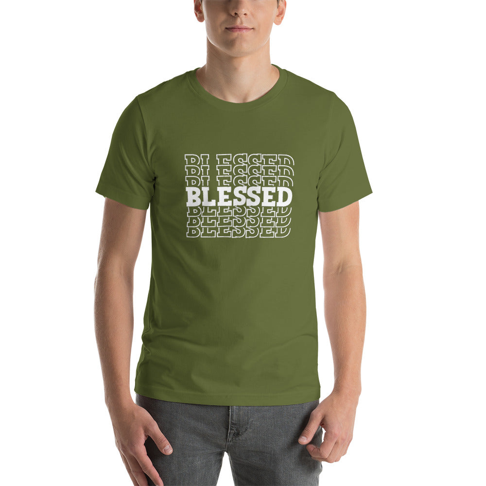 White Writing Blessed Short-Sleeve Unisex T-Shirt