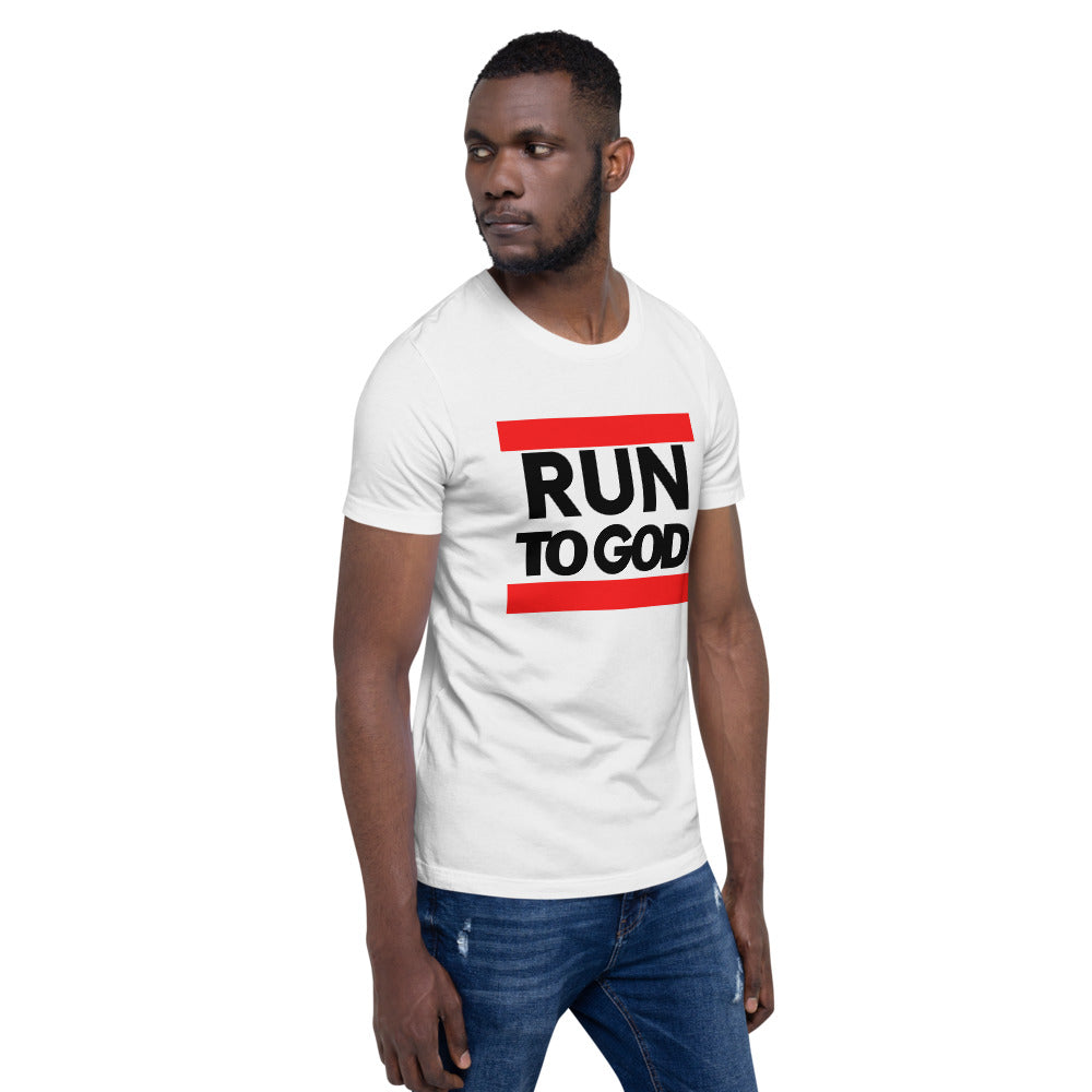 Black Writing Run to God Men Short-Sleeve Unisex T-Shirt