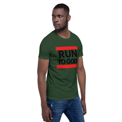 Black Writing Run to God Men Short-Sleeve Unisex T-Shirt