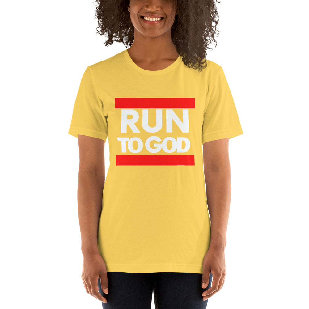 Women White Writing Run to God Short-Sleeve Unisex T-Shirt