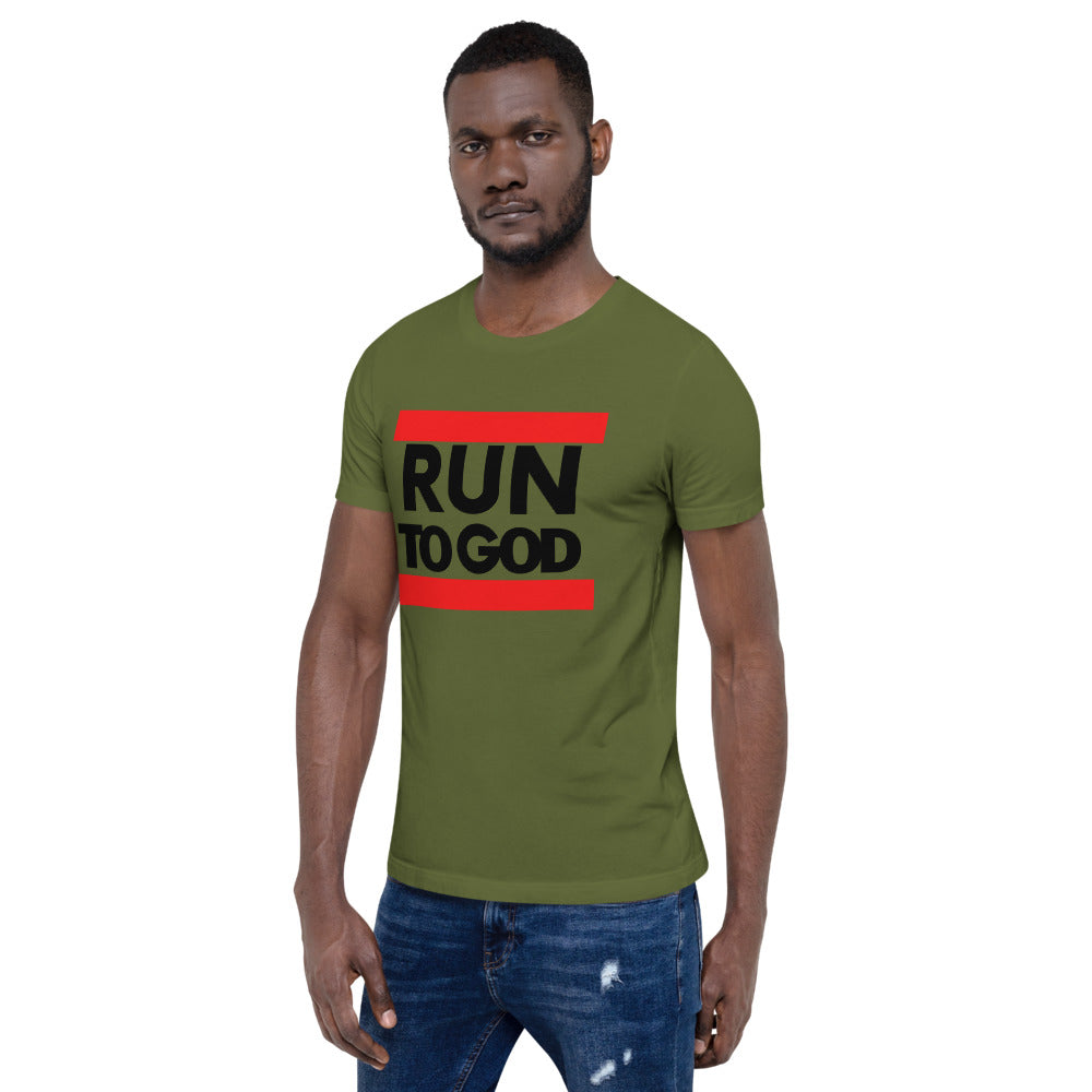 Black Writing Run to God Men Short-Sleeve Unisex T-Shirt