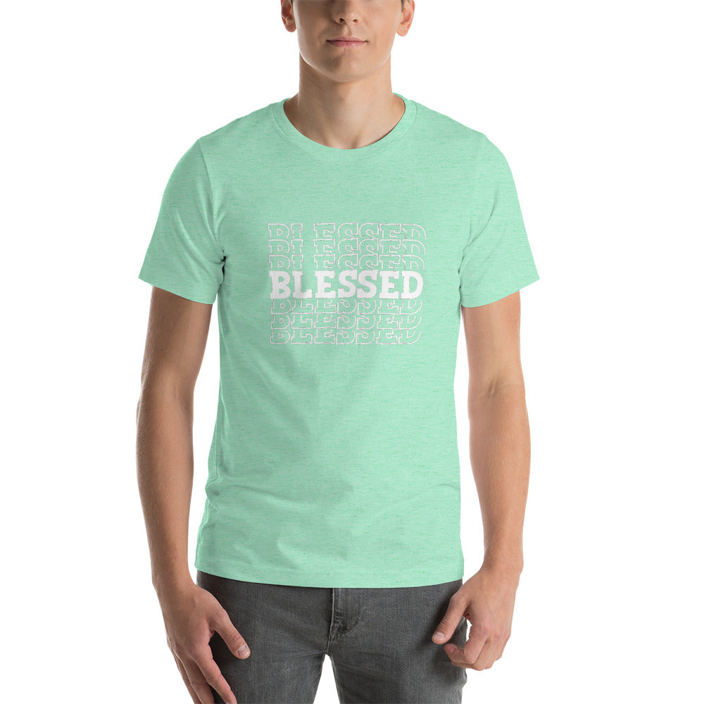 White Writing Blessed Short-Sleeve Unisex T-Shirt