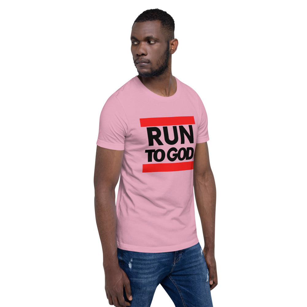 Black Writing Run to God Men Short-Sleeve Unisex T-Shirt