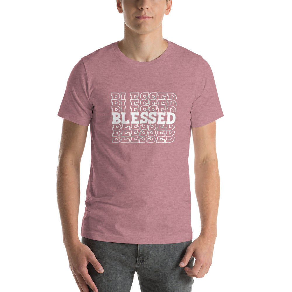 White Writing Blessed Short-Sleeve Unisex T-Shirt