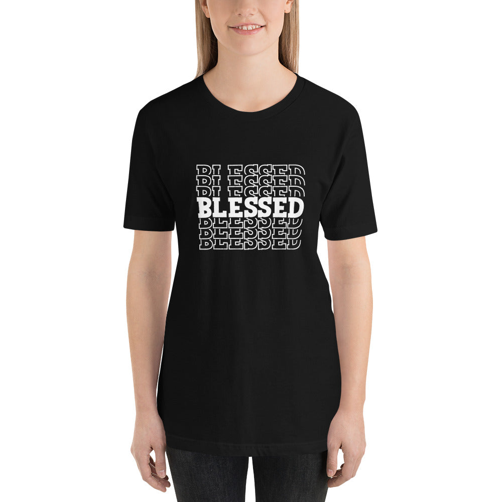 Women White Writing Blessed Short-Sleeve Unisex T-Shirt