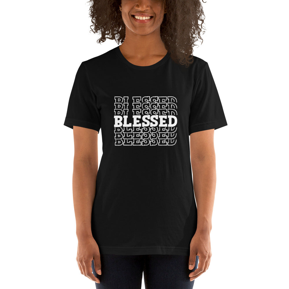 Women White Writing Blessed Short-Sleeve Unisex T-Shirt