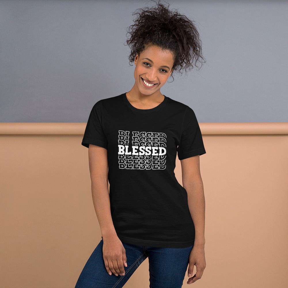 Women White Writing Blessed Short-Sleeve Unisex T-Shirt