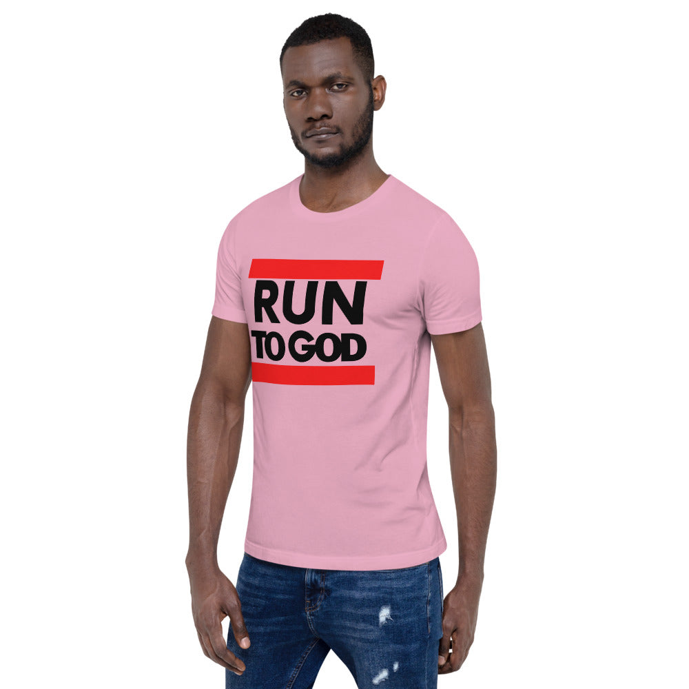 Black Writing Run to God Men Short-Sleeve Unisex T-Shirt