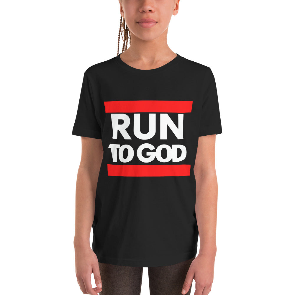 White Run To God Youth Short Sleeve T-Shirt