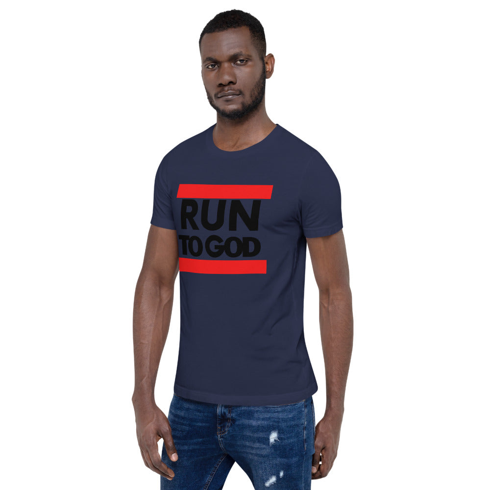 Black Writing Run to God Men Short-Sleeve Unisex T-Shirt