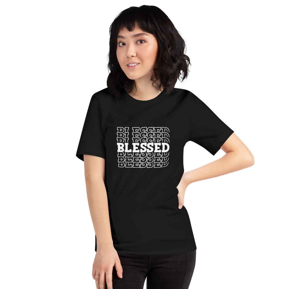 Women White Writing Blessed Short-Sleeve Unisex T-Shirt