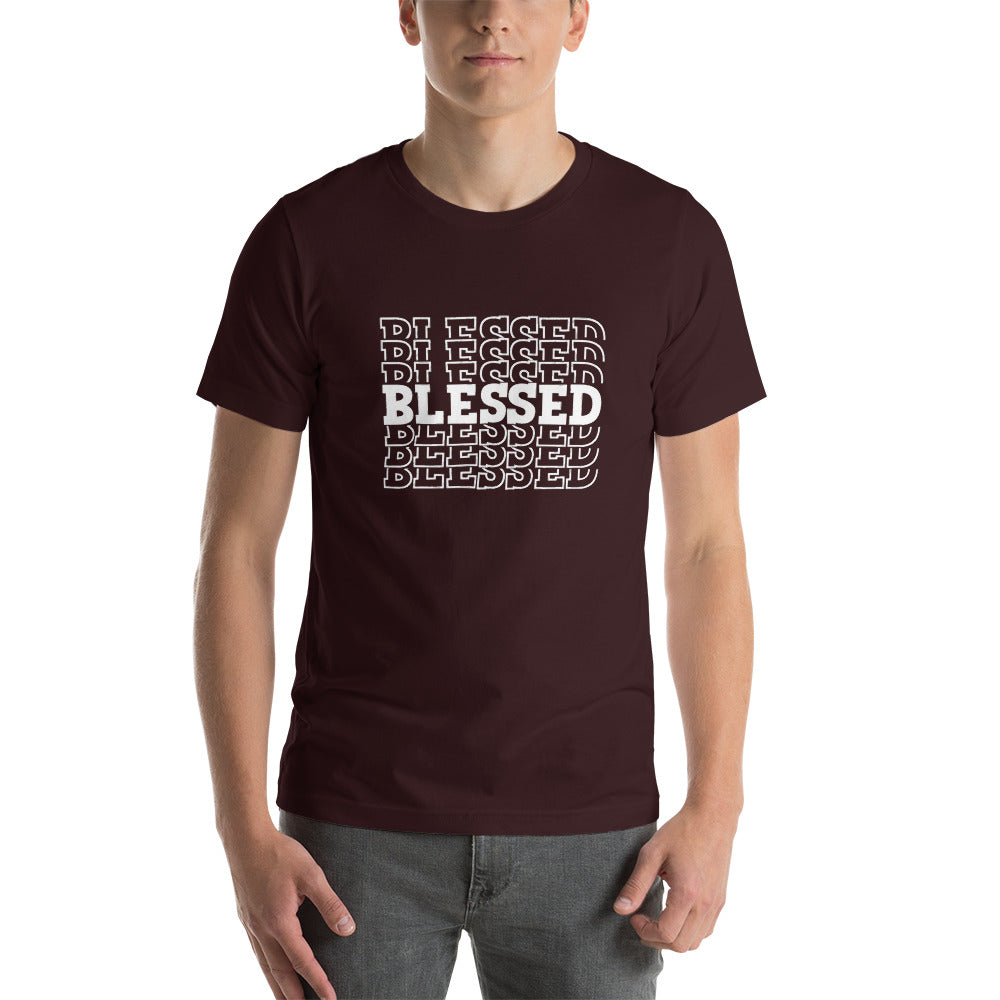 White Writing Blessed Short-Sleeve Unisex T-Shirt