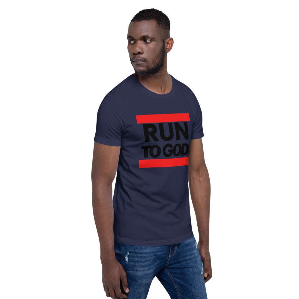 Black Writing Run to God Men Short-Sleeve Unisex T-Shirt