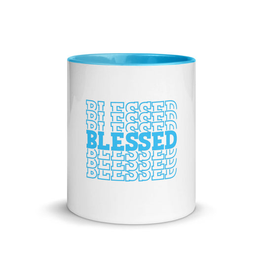 Blue Blessed Mug with Color Inside