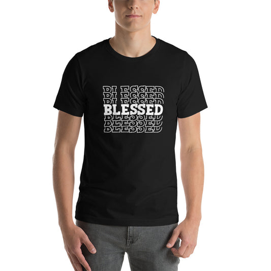 White Writing Blessed Short-Sleeve Unisex T-Shirt