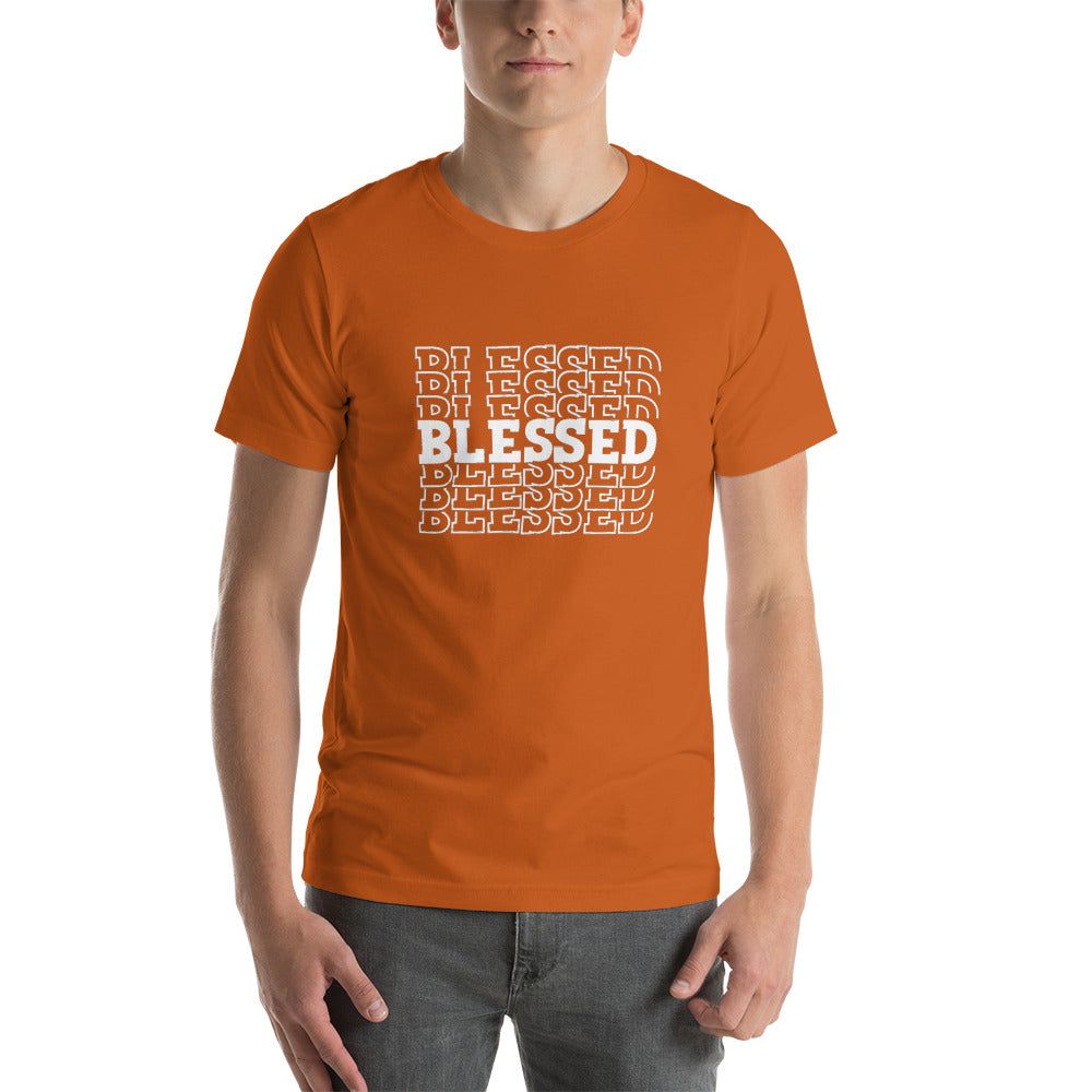 White Writing Blessed Short-Sleeve Unisex T-Shirt