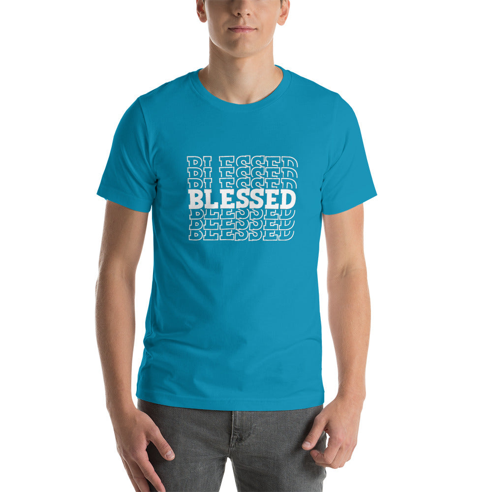 White Writing Blessed Short-Sleeve Unisex T-Shirt