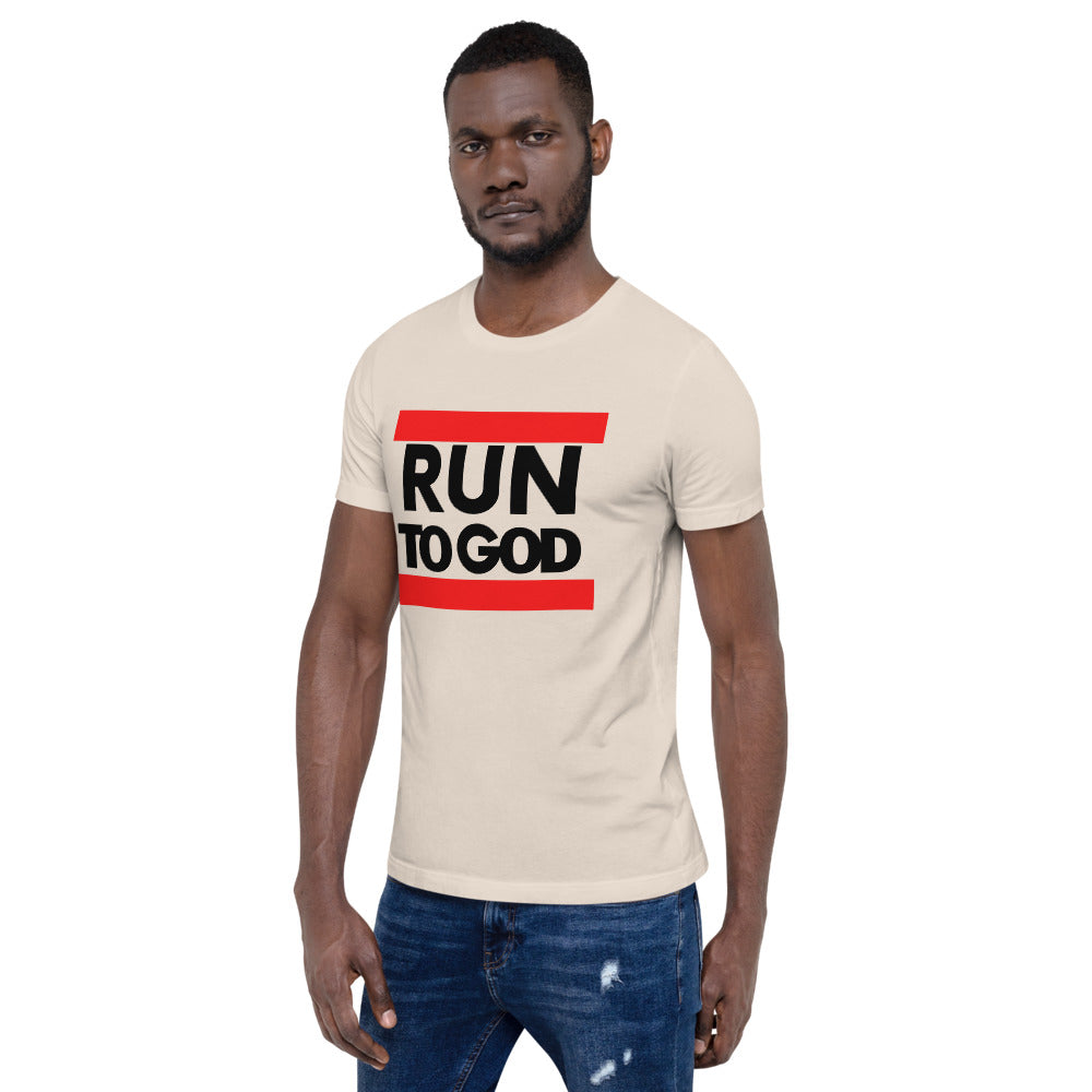 Black Writing Run to God Men Short-Sleeve Unisex T-Shirt