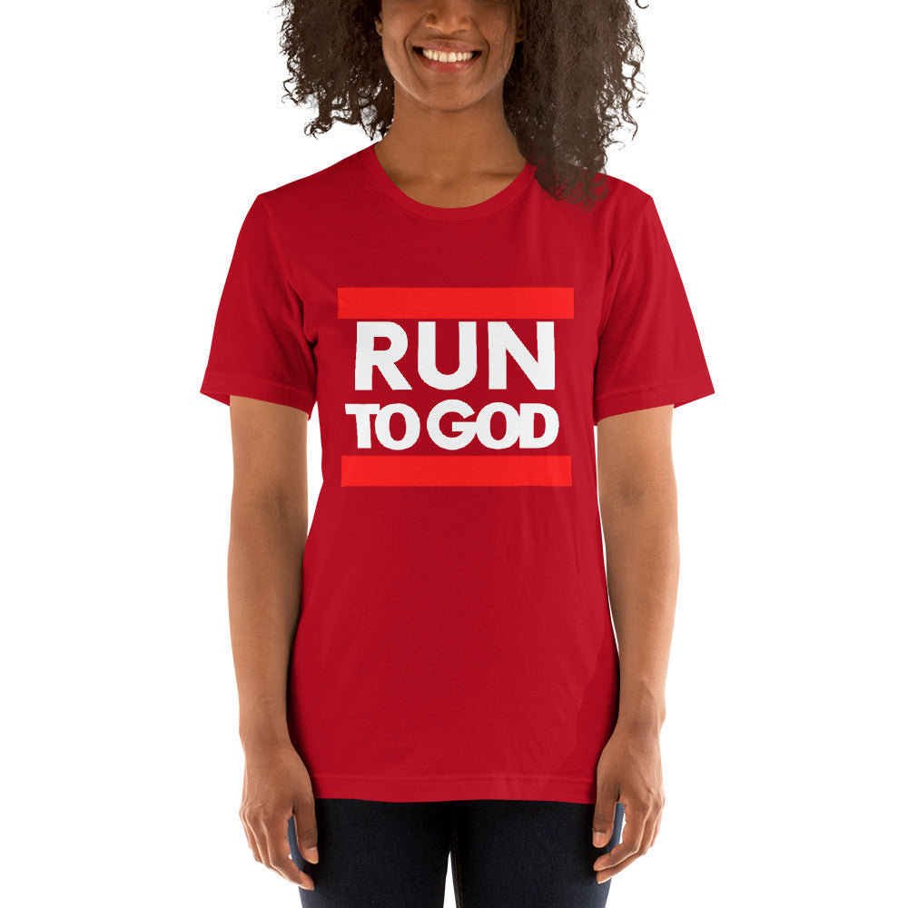 Women White Writing Run to God Short-Sleeve Unisex T-Shirt