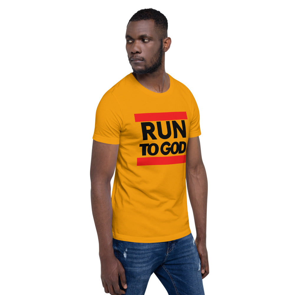 Black Writing Run to God Men Short-Sleeve Unisex T-Shirt