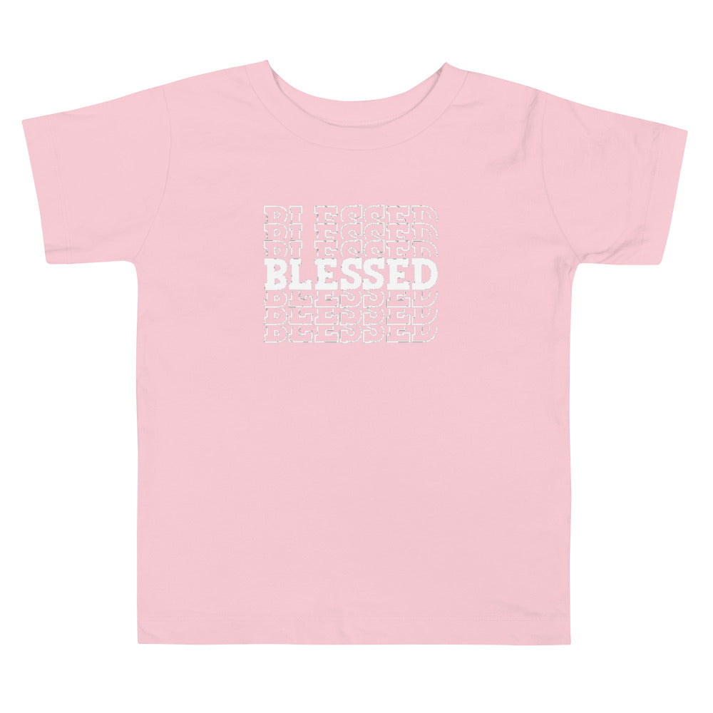 White Writing Toddler  Blessed Short Sleeve Tee