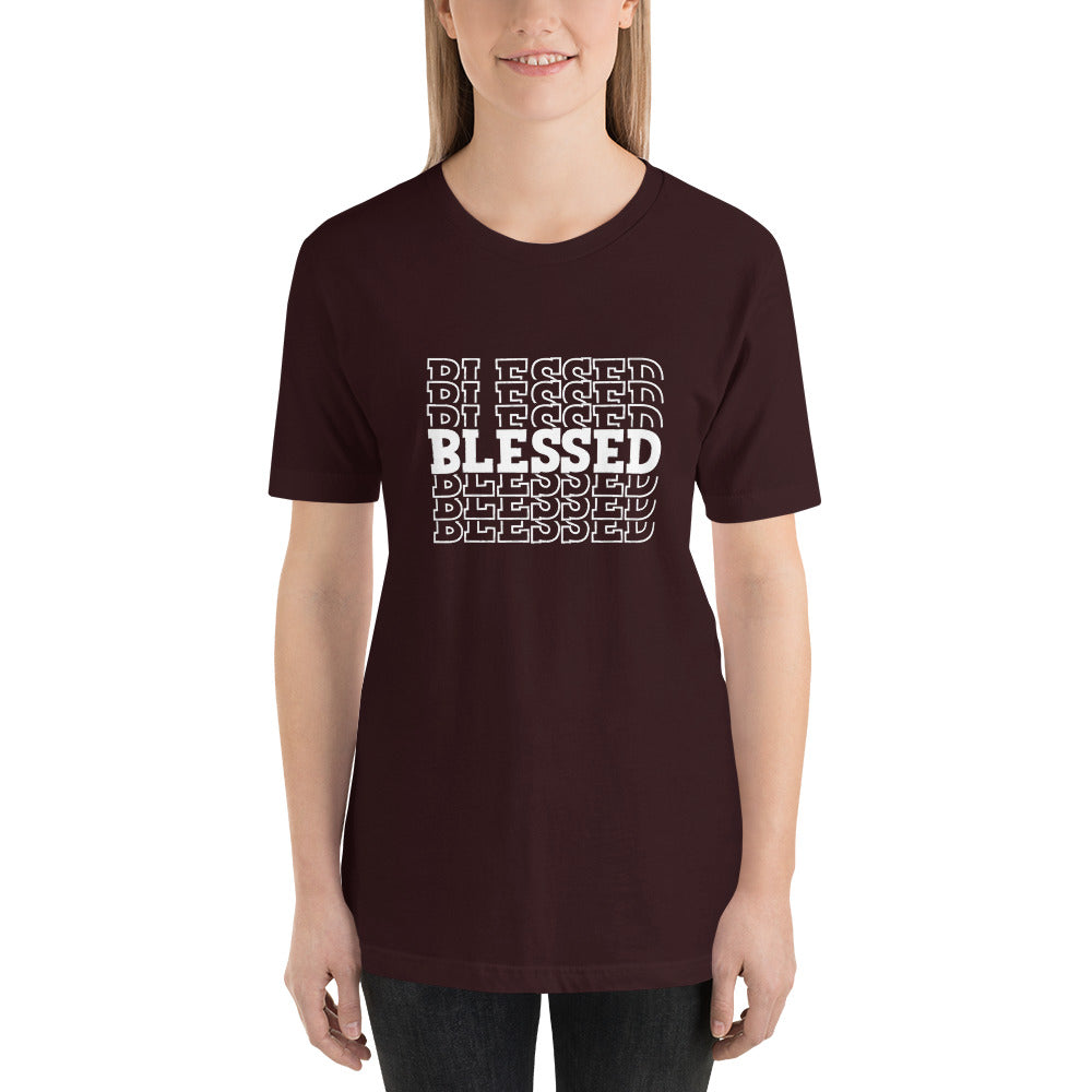 Women White Writing Blessed Short-Sleeve Unisex T-Shirt