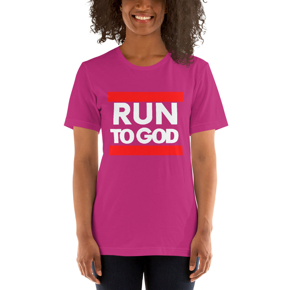 Women White Writing Run to God Short-Sleeve Unisex T-Shirt