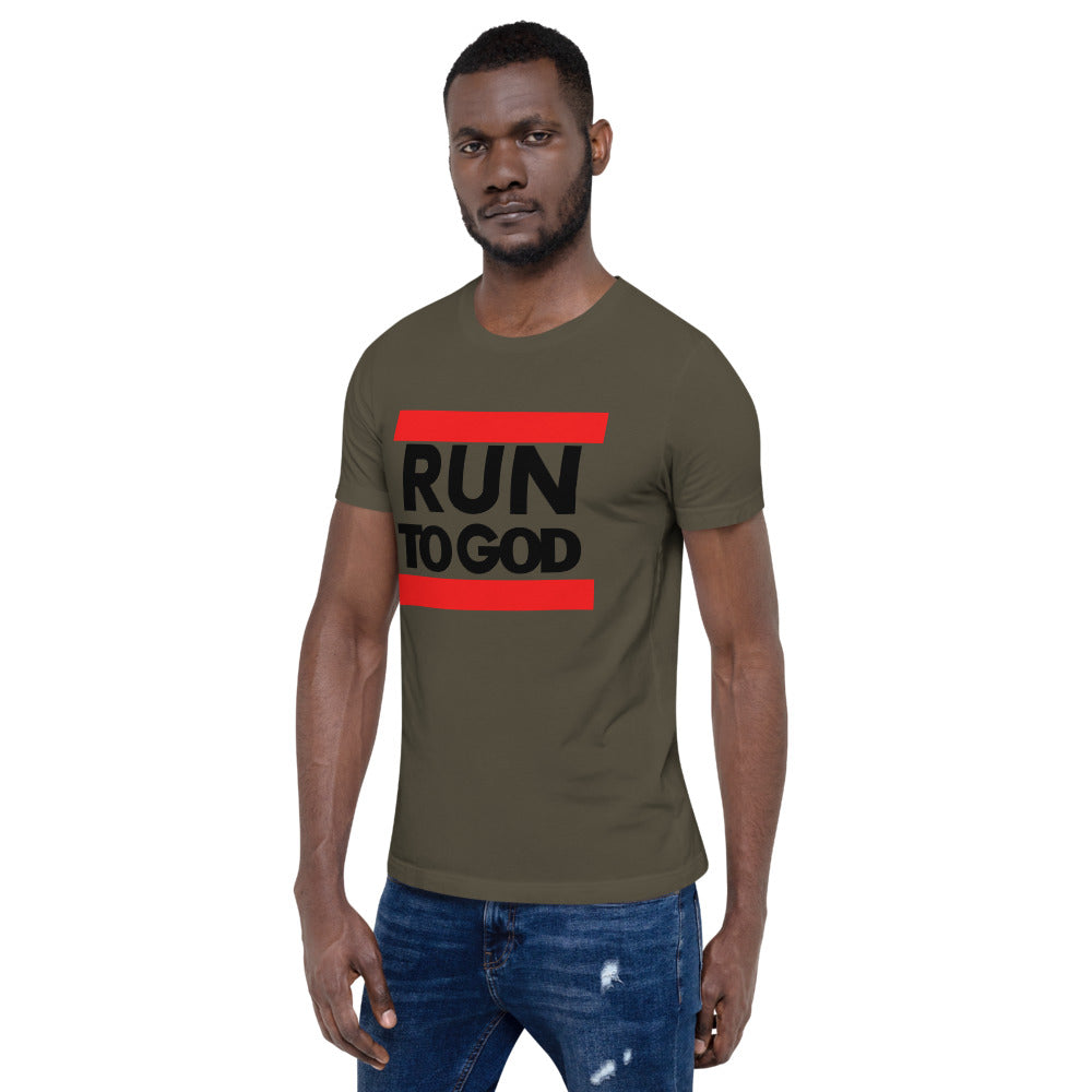 Black Writing Run to God Men Short-Sleeve Unisex T-Shirt