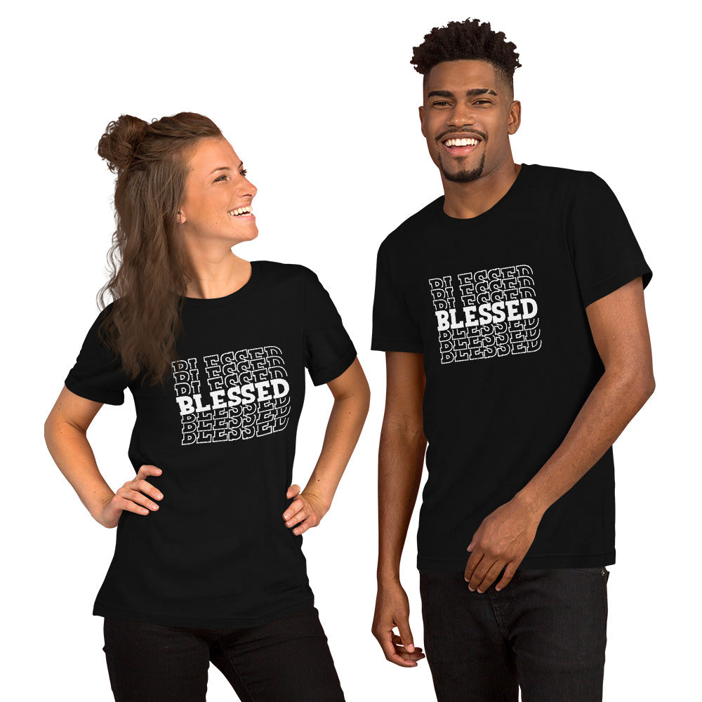 Women White Writing Blessed Short-Sleeve Unisex T-Shirt