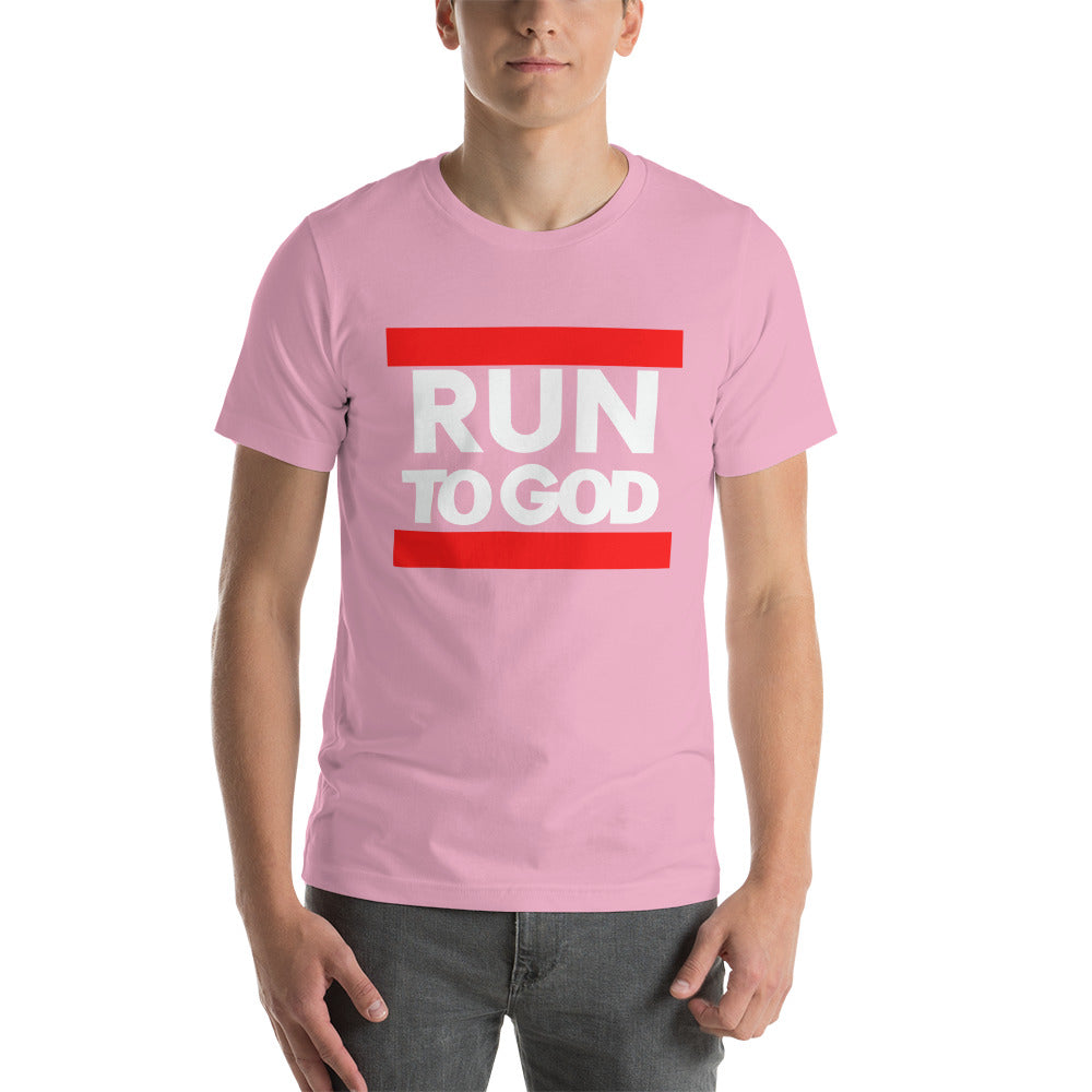 White Letters Run to GOD Short-Sleeve Unisex T-Shirt