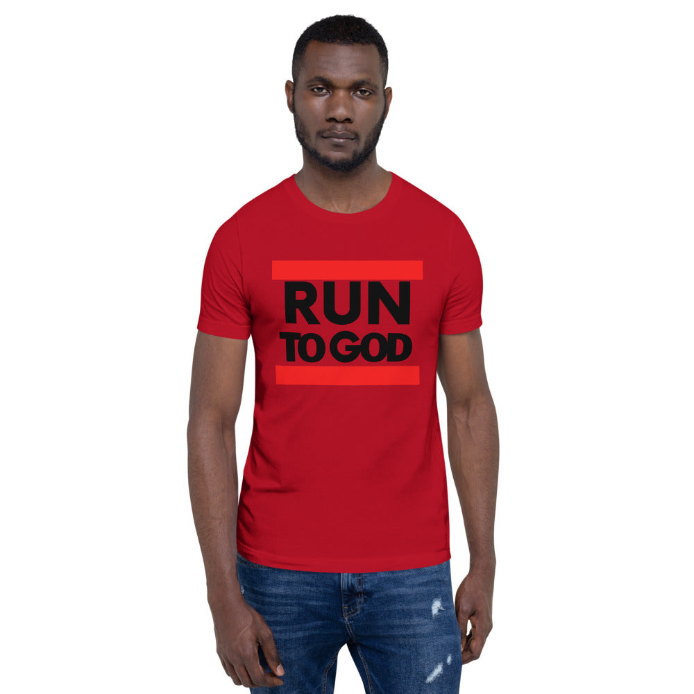 Black Writing Run to God Men Short-Sleeve Unisex T-Shirt