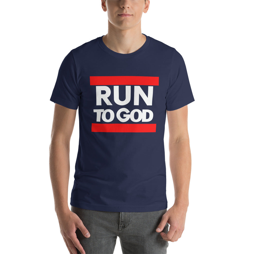 White Letters Run to GOD Short-Sleeve Unisex T-Shirt