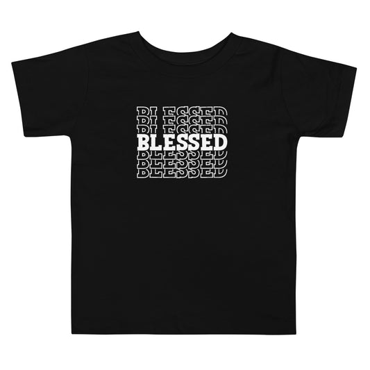 White Writing Toddler  Blessed Short Sleeve Tee