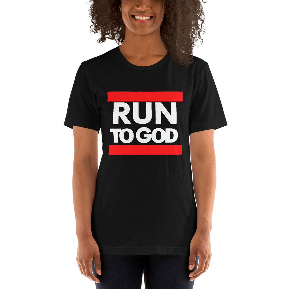 Women White Writing Run to God Short-Sleeve Unisex T-Shirt