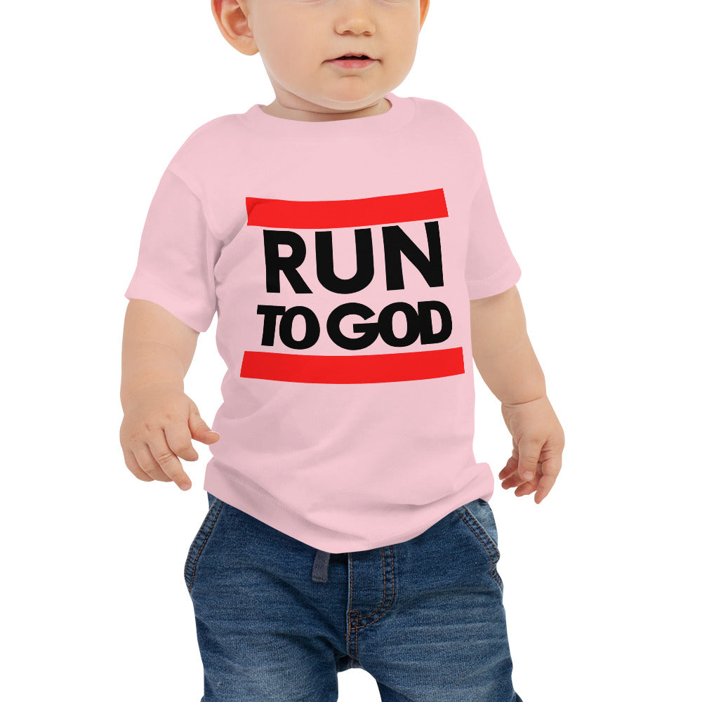 Black Run to God Baby Jersey Short Sleeve Tee