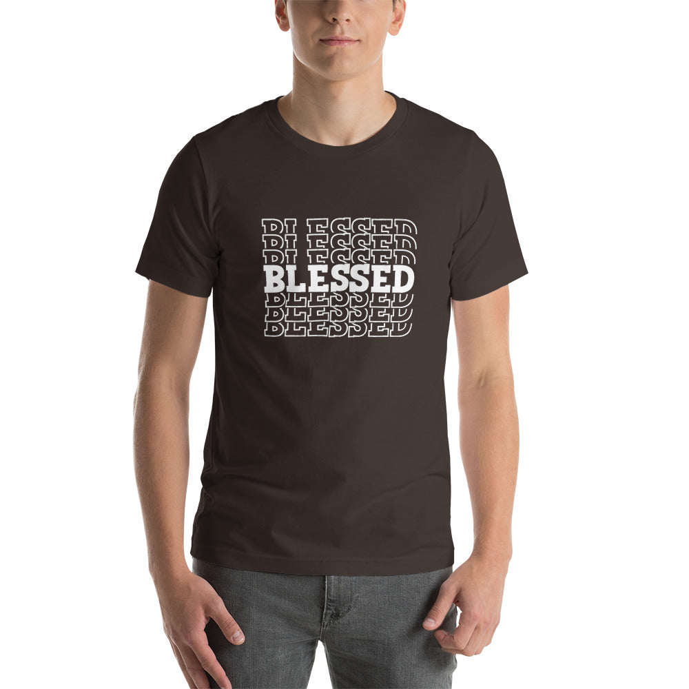 White Writing Blessed Short-Sleeve Unisex T-Shirt